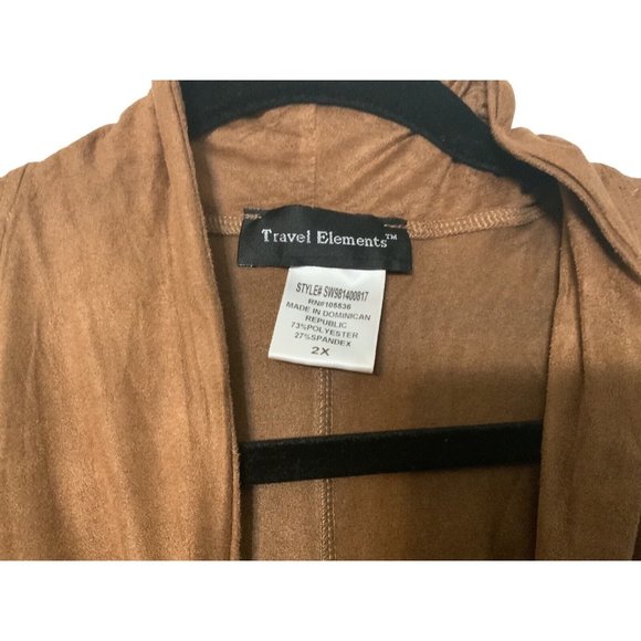 Travel Elements Cardigan Jacket Womens Plus Size 2X Suede Look Sleeveless Solid - Picture 8 of 10